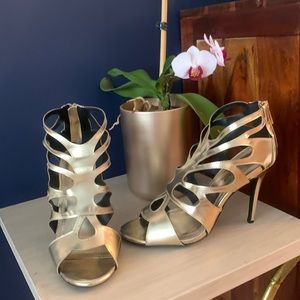 Gold caged high-heel Sandals 8 1/2